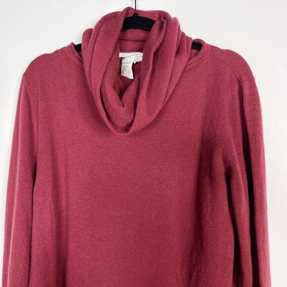 Reset Womens Wool Cashmere Removable Cowl Neck Tunic Sweater Mauve Pink Red - Picture 3 of 11